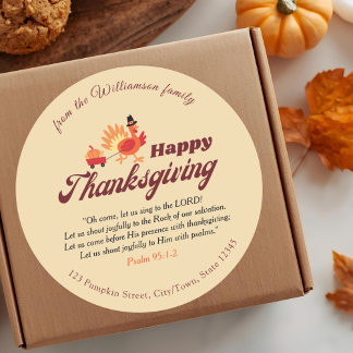Sticker Rond Thanksgiving Bible Verse | Custom Name & Address