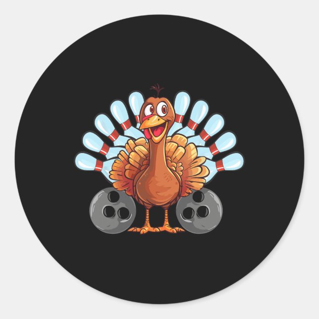 Sticker Rond Thanksgiving Bowl Strike Pin Sport Turquie B (Devant)
