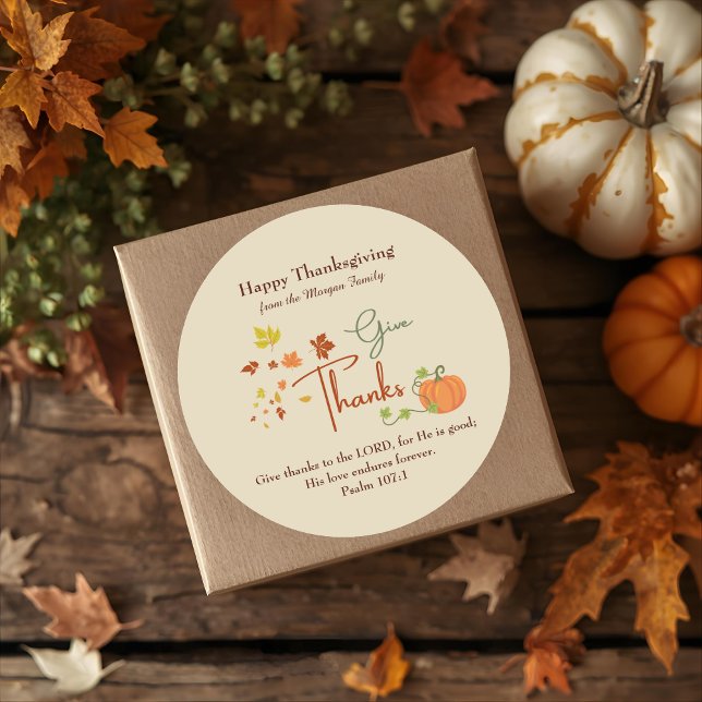 Sticker Rond Thanksgiving Christian | Cadeau de nom personnalis (Créateur téléchargé)