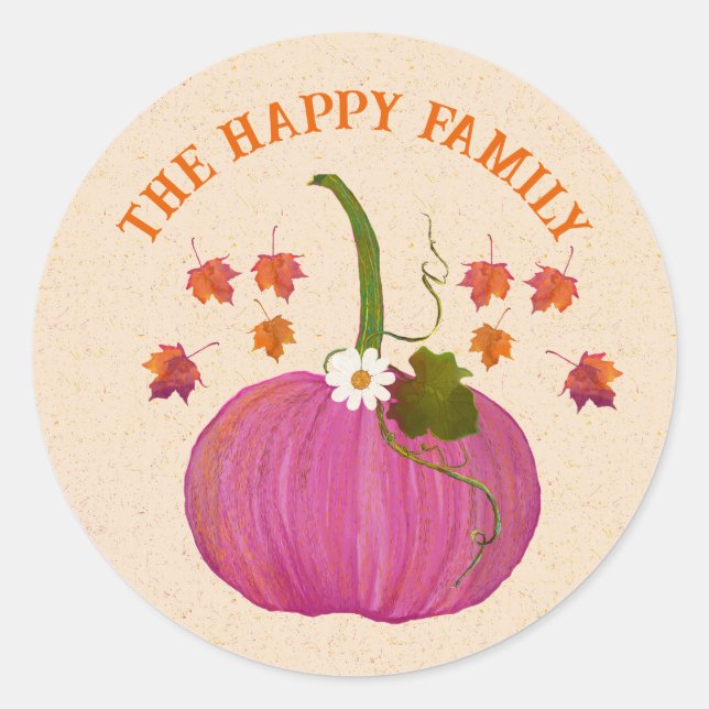 Sticker Rond Thanksgiving citrouilles chute feuillage personnal (Devant)