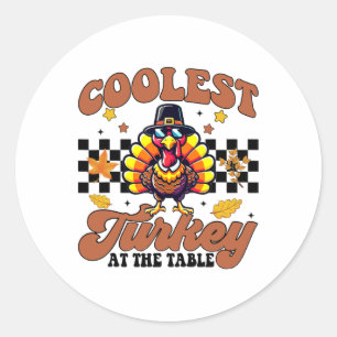 Sticker Rond Thanksgiving Coolest Turquie Au Dîner De Table Gi