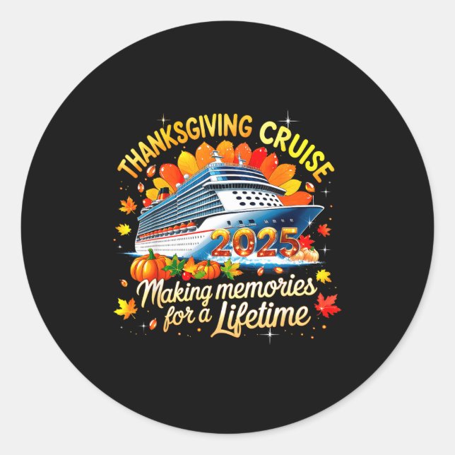 Sticker Rond Thanksgiving Cruise 2025 Family Vacation Gift  (Devant)