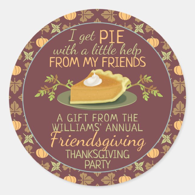Sticker Rond Thanksgiving Friendsgiving Citrouille Humour à tar (Devant)