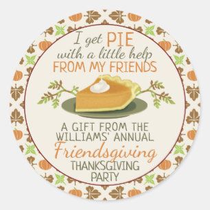 Sticker Rond Thanksgiving Friendsgiving Citrouille Pie Party Fa