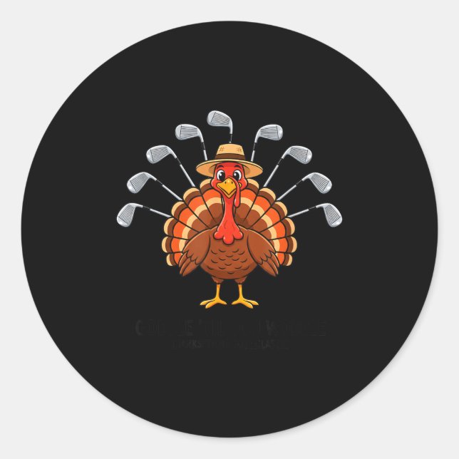 Sticker Rond Thanksgiving Golf Turkey Funny Turkey Day Golf Cli (Devant)