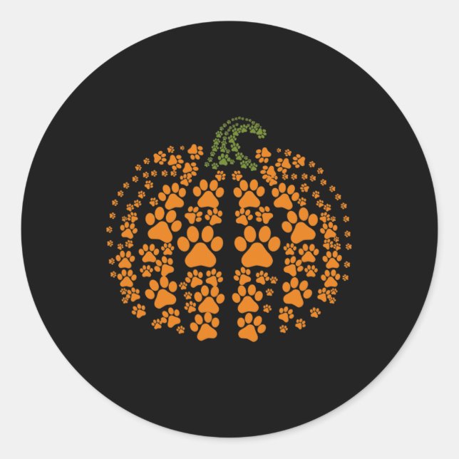Sticker Rond Thanksgiving Halloween Affaire Cute Paws Pumkin Pe (Devant)