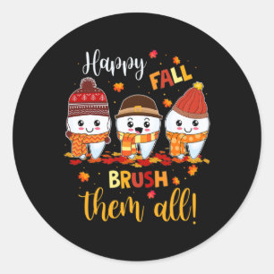 Sticker Rond Thanksgiving Happy Fall Brush Eux Tous Dental Dent