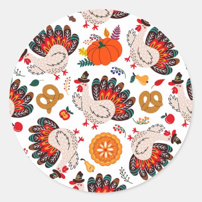 Sticker Rond Thanksgiving Meme | Thanksgiving Est Le Repas (Devant)
