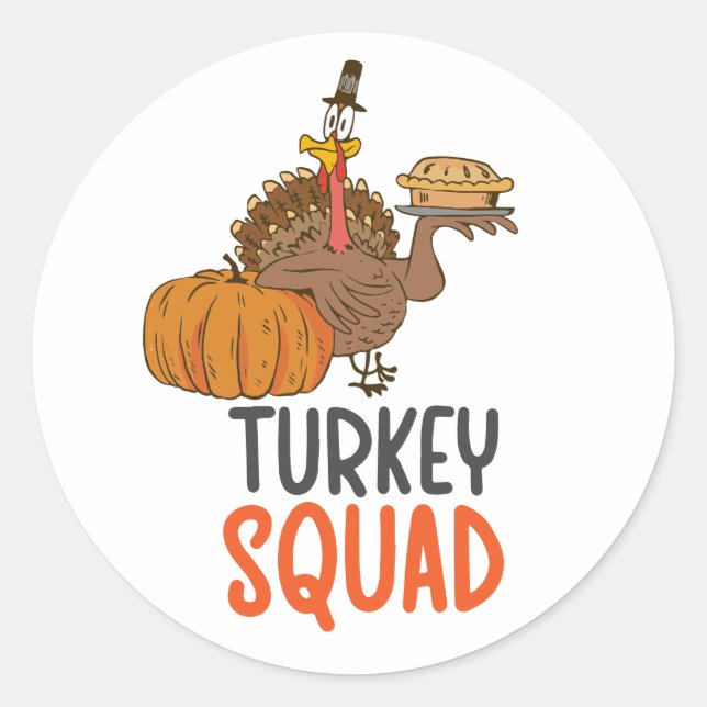 Sticker Rond Thanksgiving mignon Turquie Squad (Devant)