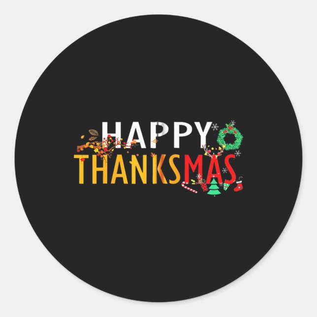 Sticker Rond Thanksgiving Noël Joyeux Thanksmas (Devant)