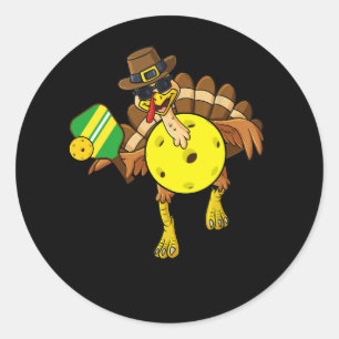 Sticker Rond Thanksgiving Pickle Ball Pilgrim Turquie Jouer Pi