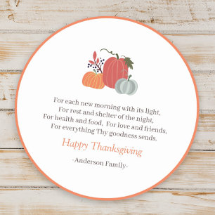 Sticker Rond Thanksgiving Poem Pays Russe Citrouille d'automne