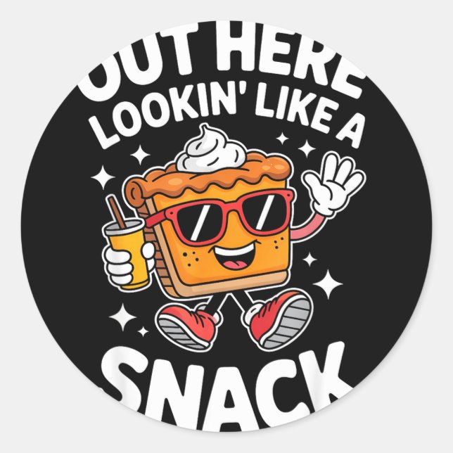 Sticker Rond Thanksgiving Pumpkin E Slice Out Here Looking Like (Devant)