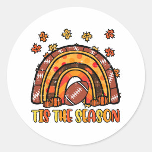 Sticker Rond Thanksgiving Rainbow Footbyll Cette Saison Automne