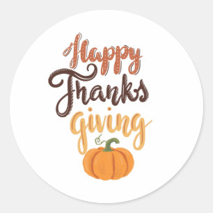 Sticker Rond Thanksgiving Remercier écrire citrouille