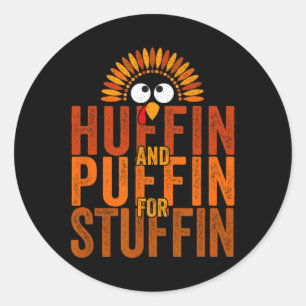 Sticker Rond Thanksgiving Run Turkey Trot - Huffin et Puffin f
