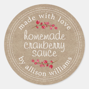 Sticker Rond Thanksgiving Sauce aux canneberges maison Kraft