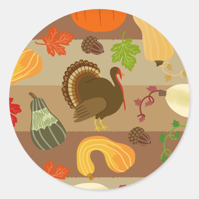 Sticker Rond Thanksgiving Turkey (Devant)