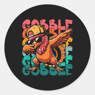 Sticker Rond Thanksgiving Turkey Dab Gobble Funny Toddler Boys