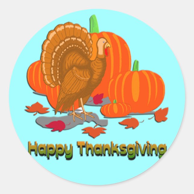 Sticker Rond Thanksgiving Turquie Citrouilles (Devant)