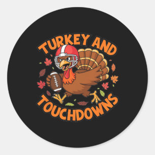 Sticker Rond Thanksgiving Turquie Et Touchdowns Fan De Football