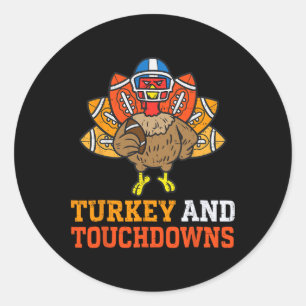 Sticker Rond Thanksgiving Turquie Et Touchdowns Footba Américai