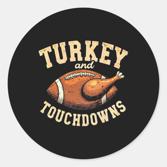 Sticker Rond Thanksgiving Turquie Et Touchdowns Football Hommes (Devant)
