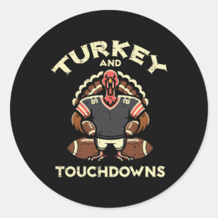 Sticker Rond Thanksgiving Turquie Et Touchdowns Football Hommes