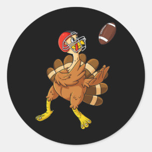 Sticker Rond Thanksgiving Turquie Grand Récepteur Football Boys