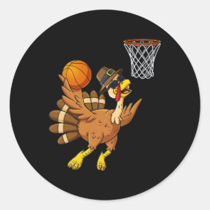 Sticker Rond Thanksgiving Turquie Joueur de basket-ball Amusant