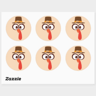 Sticker Rond Thanksgiving Turquie mignon Drôle Silencieux Cari