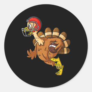 Sticker Rond Thanksgiving Turquie Runback Football Boys Kid