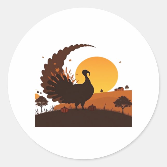 Sticker Rond Thanksgiving Turquie Silhouette - Sunset Harvest S (Devant)