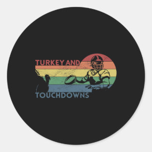 Sticker Rond Thanksgiving Vintage Retro Turquie et Touchdowns F