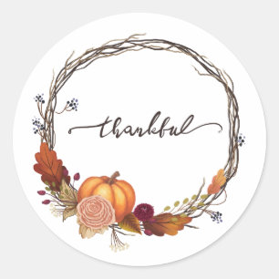 Sticker Rond Thanksgiving Wreath