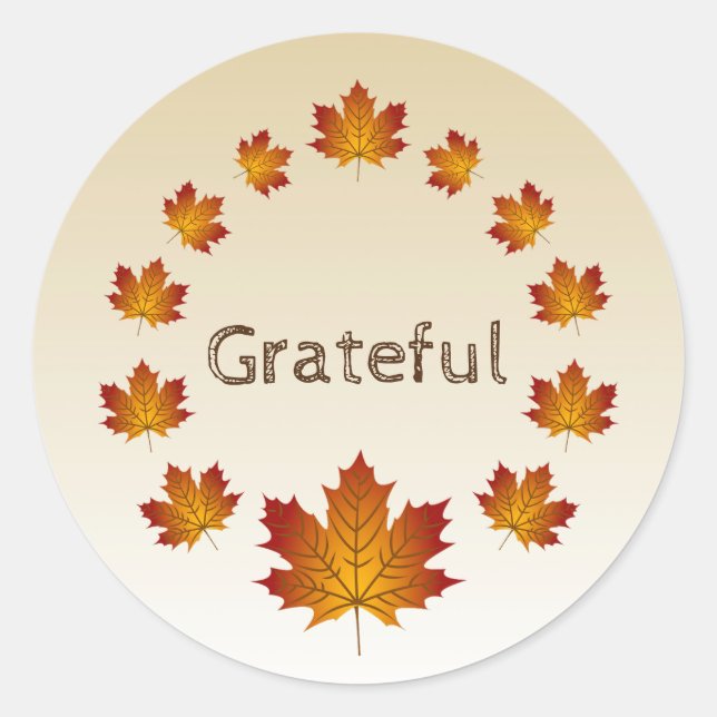 Sticker Rond Thanksgiving Wreath Grateful Simple Feuilles d'éra (Devant)