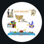 STICKER ROND THANKSGIVUKKAH DONNE DES DONS DE REMERCIEMENTS POU<br><div class="desc">CES PRÉSENTATIONS UNIQUES DE JEWISH AMÉRICAIN THANKSGIVUKKAH "DONNER DES MERCI" RÉJOUIRONT À LA FAMILLE ET AUX AMIS. VOUS POUVEZ ACHETER DES CHEMISES POUR CHACUN,  MÊME LE CHIEN. PORTEZ AUSSI UN CASQUETTE CORRESPONDANT. QUEL GRAND CADEAU D'AUBERGE !</div>