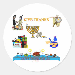 STICKER ROND THANKSGIVUKKAH DONNENT DES CADEAUX DE MERCIS POUR