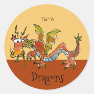 Sticker Rond Thare Be Dragons