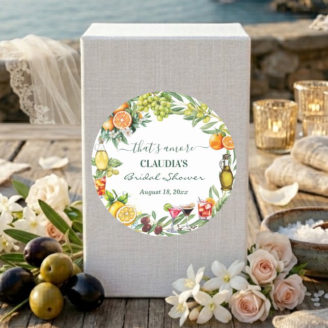 Sticker Rond That's Amore Italian Citrus Cocktail Bridal Shower (Créateur téléchargé)