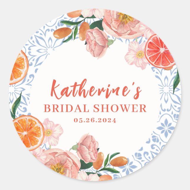 Sticker Rond Thats amore mediterranean citrus Bridal shower  (Devant)