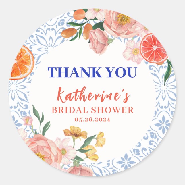Sticker Rond Thats amore mediterranean citrus Bridal shower  (Devant)