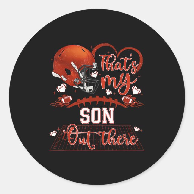 Sticker Rond That's My Son Out There Funny Football Mom Mama Da (Devant)
