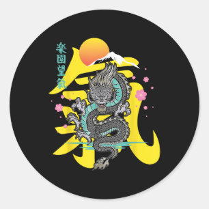 Sticker Rond Thattoo japonais Dragon Asie
