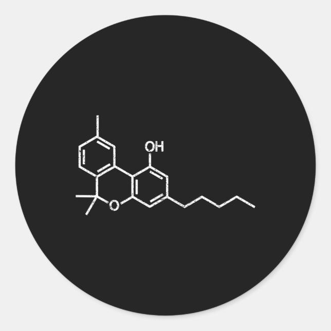 Sticker Rond Thc Molecule Tetrahydro Structure chimique (Devant)