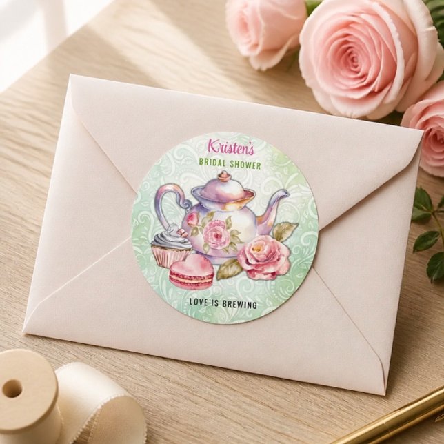 Sticker Rond Thé à la fête de mariage (Créateur téléchargé)