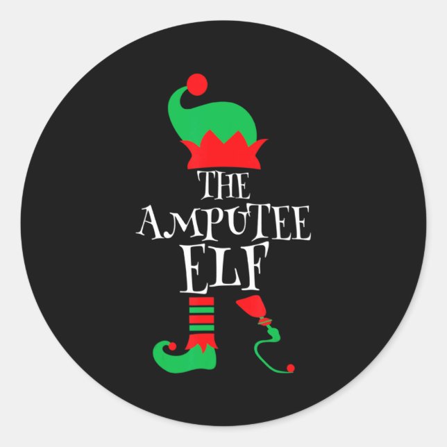 Sticker Rond The Amputee Elf Christmas Funny Limb Surgery Joke  (Devant)