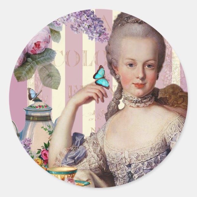 Sticker Rond Thé au Petit Trianon - rose (Devant)