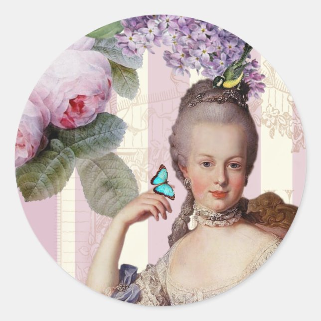 Sticker Rond Thé au Petit Trianon - rose - alt design (Devant)