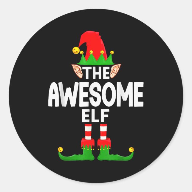 Sticker Rond The Awesome Elf Family Christmas Pajama Party  (Devant)